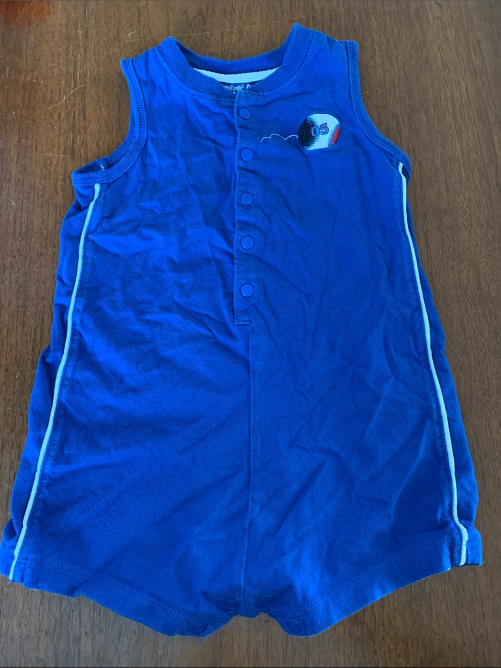 🫐3/$30 Vintage Inspired Blue Sleeveless Baseball Tank Romper 24m